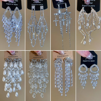 Tassel Stud Earrings For Women Featuring Electroplated Gold Plating And Zircon Inlay Material