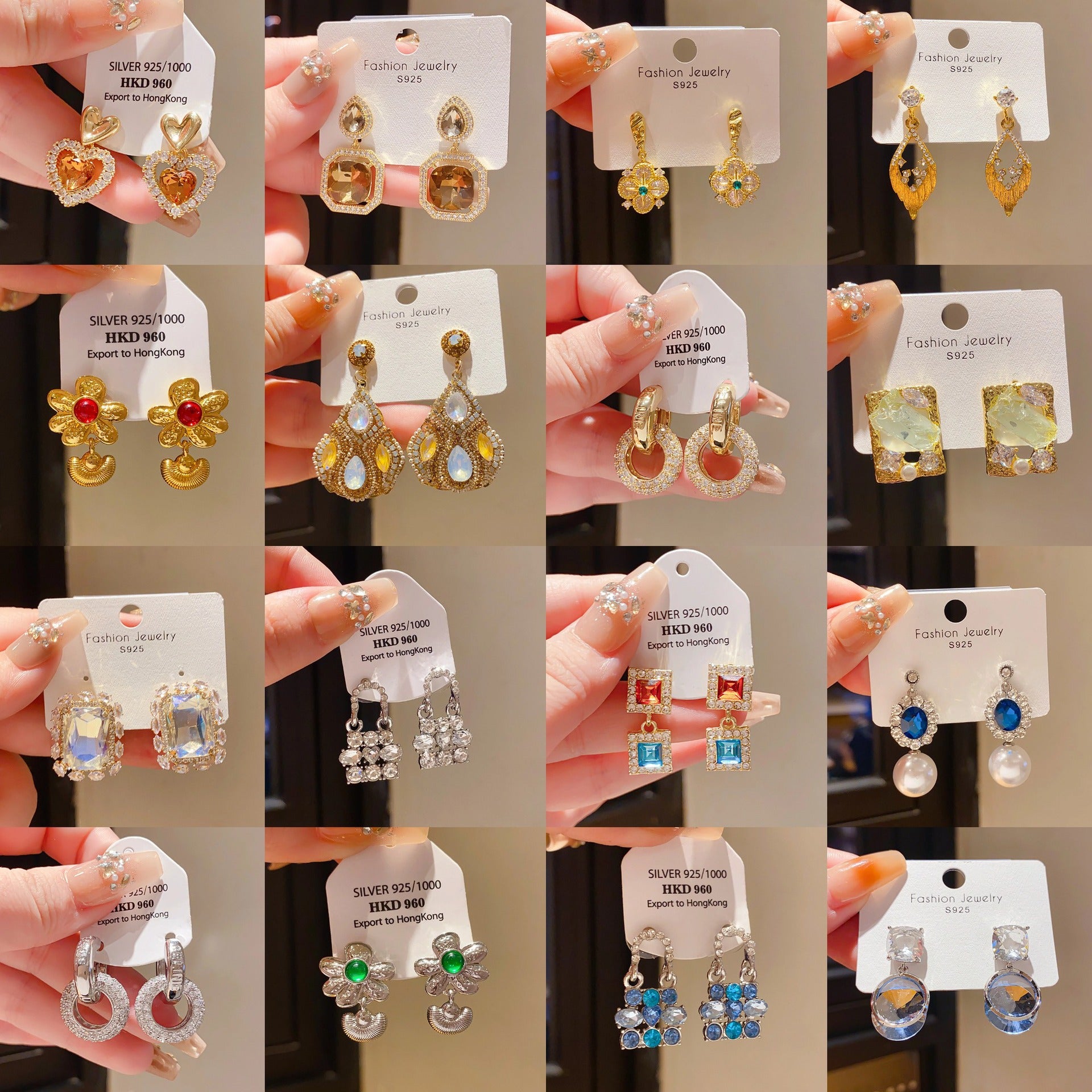 Retro Geometric Tassel Earrings For Women In Alloy With Zircon Inlay