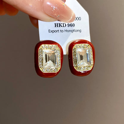 Round Stud Earrings For Women In Simple Style, Electroplated Alloy Design