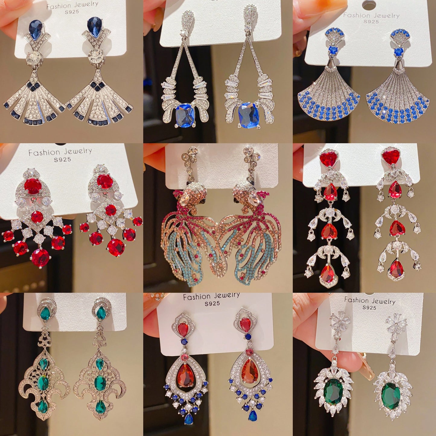 Retro Geometric Tassel Earrings For Women In Alloy With Zircon Inlay
