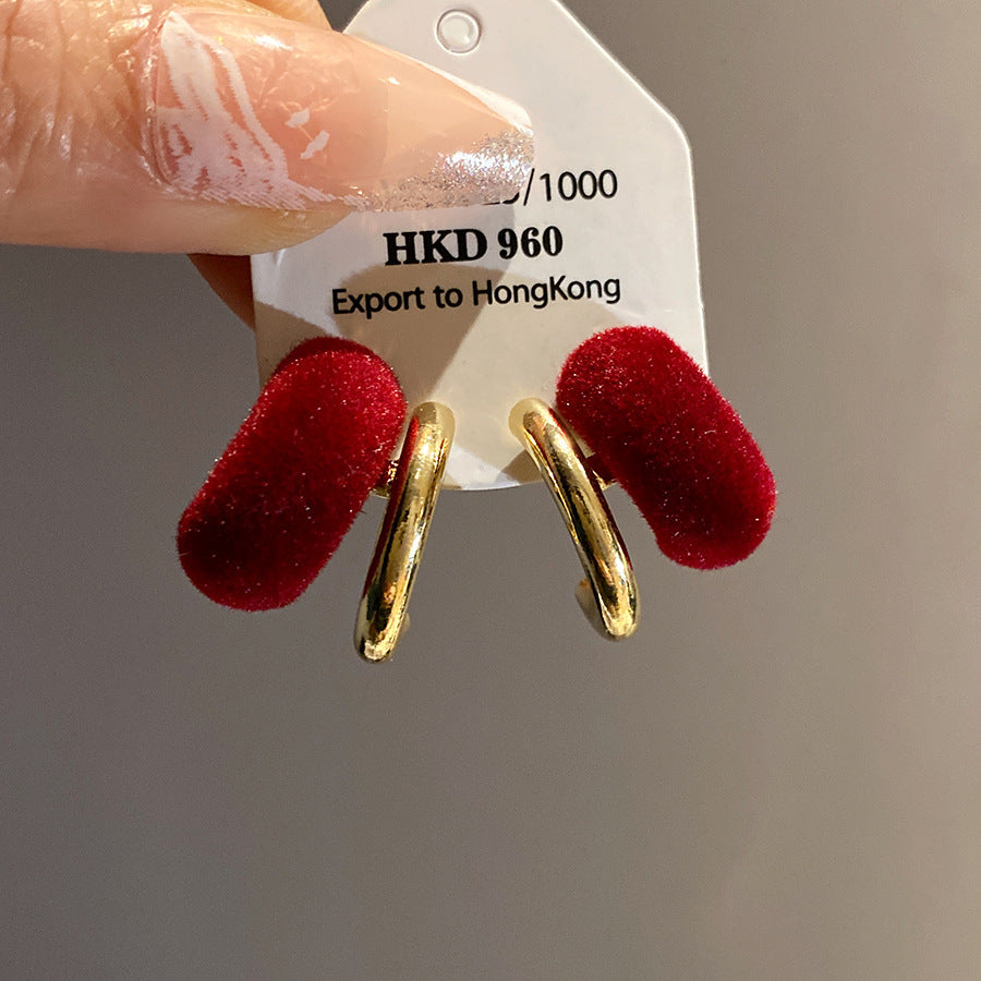 Round Stud Earrings For Women In Simple Style, Electroplated Alloy Design
