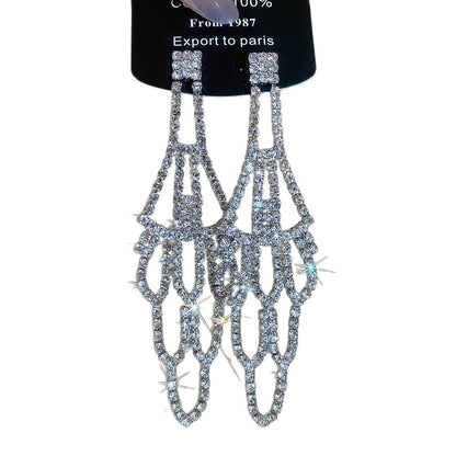 Tassel Stud Earrings For Women Featuring Electroplated Gold Plating And Zircon Inlay Material