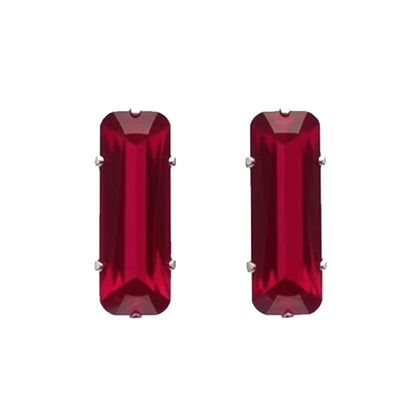 Simple Style Rectangle Stud Earrings For Women With Electroplated Gold Plating And Zircon Inlay