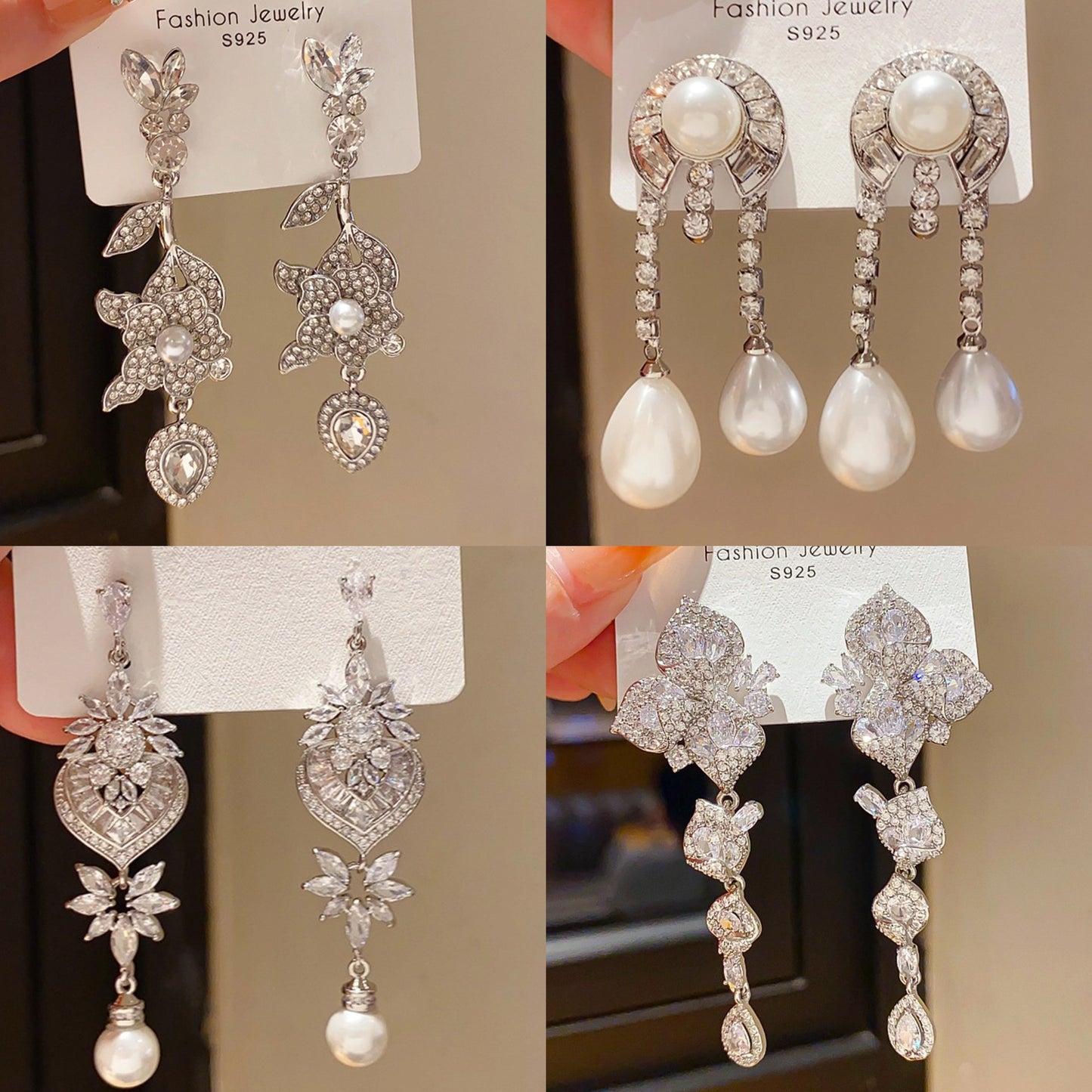 Retro Geometric Tassel Earrings For Women In Alloy With Zircon Inlay
