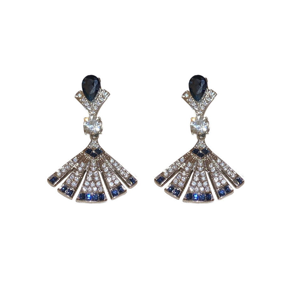 Retro Geometric Tassel Earrings For Women In Alloy With Zircon Inlay
