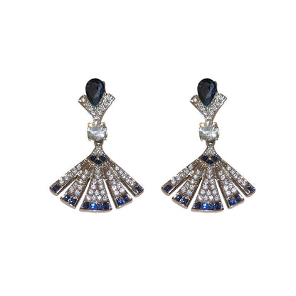 Retro Geometric Tassel Earrings For Women In Alloy With Zircon Inlay