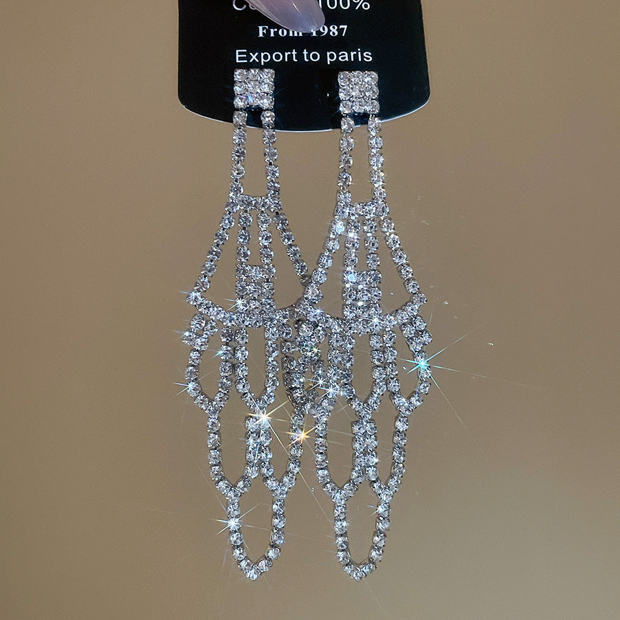 Tassel Stud Earrings For Women Featuring Electroplated Gold Plating And Zircon Inlay Material