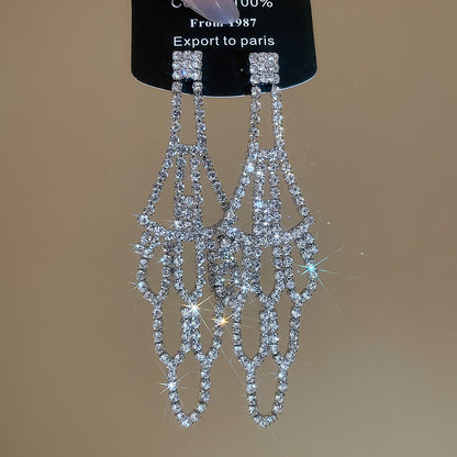 Tassel Stud Earrings For Women Featuring Electroplated Gold Plating And Zircon Inlay Material