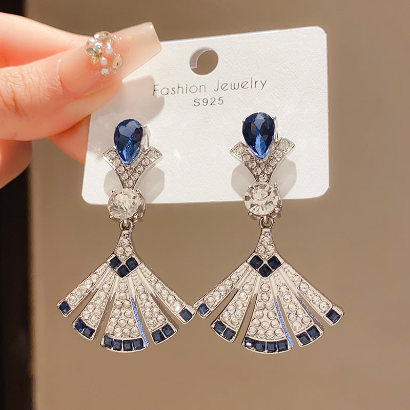 Retro Geometric Tassel Earrings For Women In Alloy With Zircon Inlay