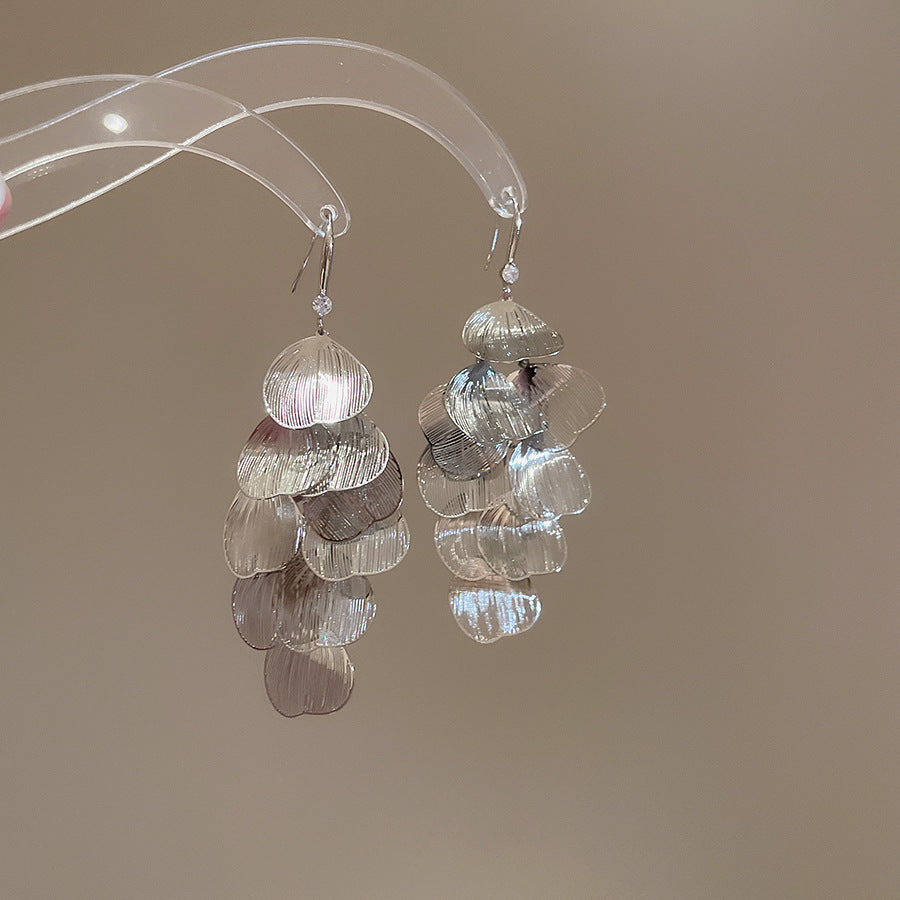 Tassel Stud Earrings For Women Featuring Electroplated Gold Plating And Zircon Inlay Material