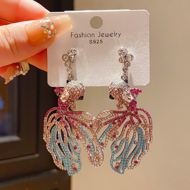 Retro Geometric Tassel Earrings For Women In Alloy With Zircon Inlay