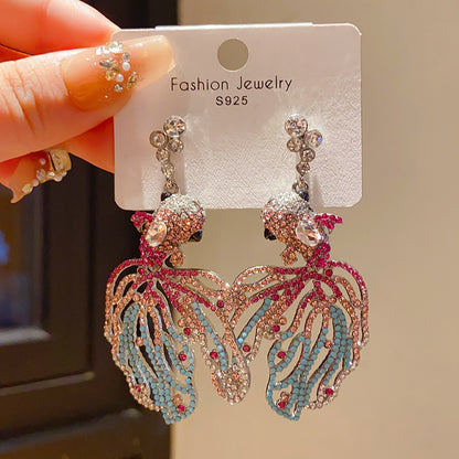 Retro Geometric Tassel Earrings For Women In Alloy With Zircon Inlay
