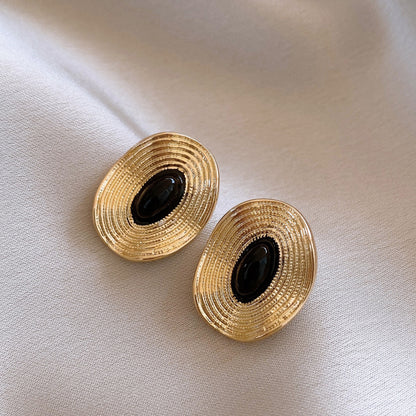 Geometric Tassel Earrings For Women In Electroplated Copper With Zircon Inlay