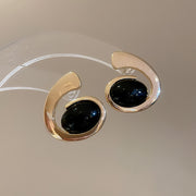 12#Metal Oval Resin Stud Earrings
