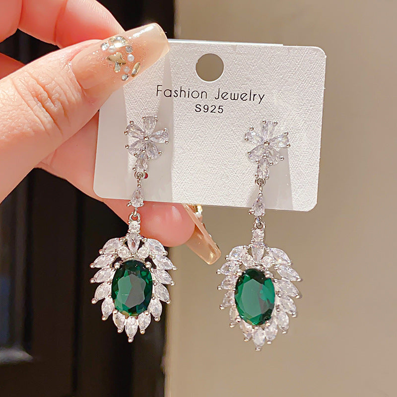 Retro Geometric Tassel Earrings For Women In Alloy With Zircon Inlay