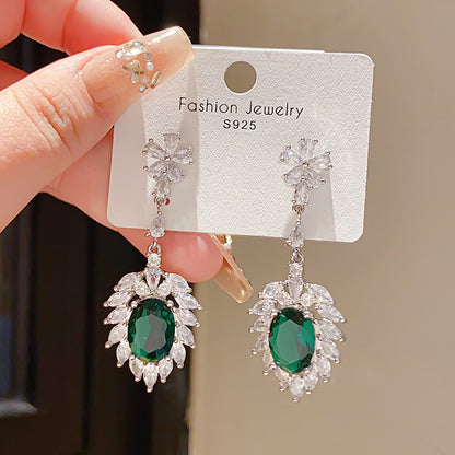 Retro Geometric Tassel Earrings For Women In Alloy With Zircon Inlay