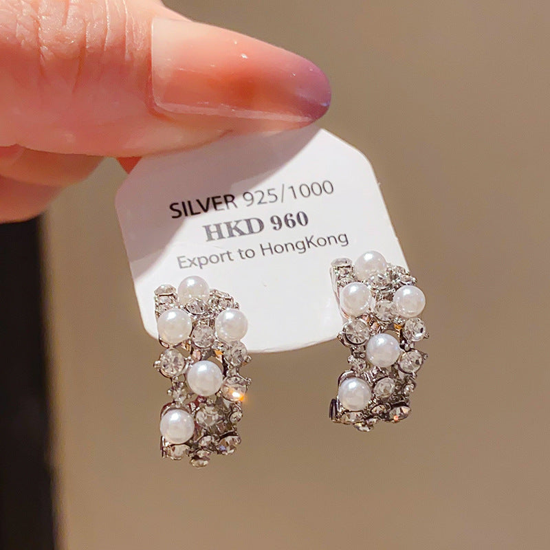 Retro Round Stud Earrings For Women With Tassel Craft, Imitation Pearl Material, And Zircon Inlay