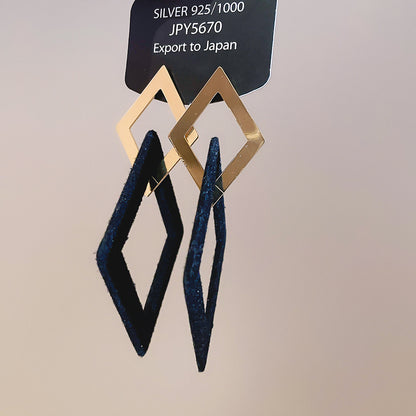 Geometric Tassel Earrings For Women In Electroplated Copper With Zircon Inlay