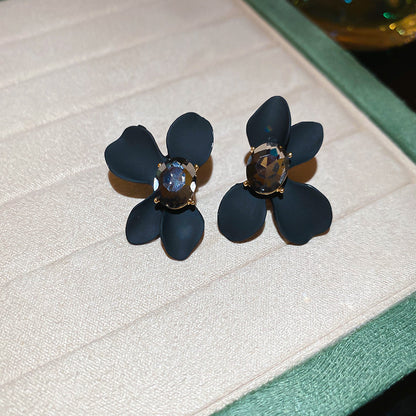 Geometric Tassel Earrings For Women In Electroplated Copper With Zircon Inlay