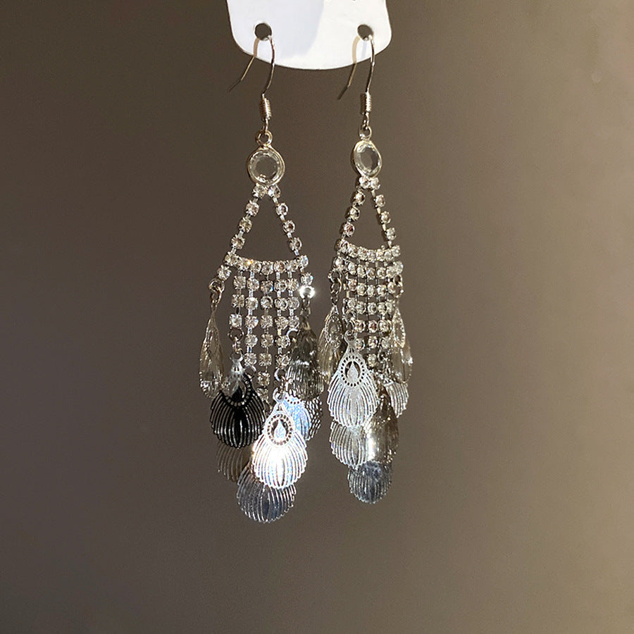 Tassel Stud Earrings For Women Featuring Electroplated Gold Plating And Zircon Inlay Material