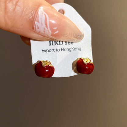 Round Stud Earrings For Women In Simple Style, Electroplated Alloy Design