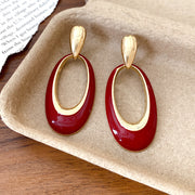 17#Silver Needle Oil Drop Oval Earrings