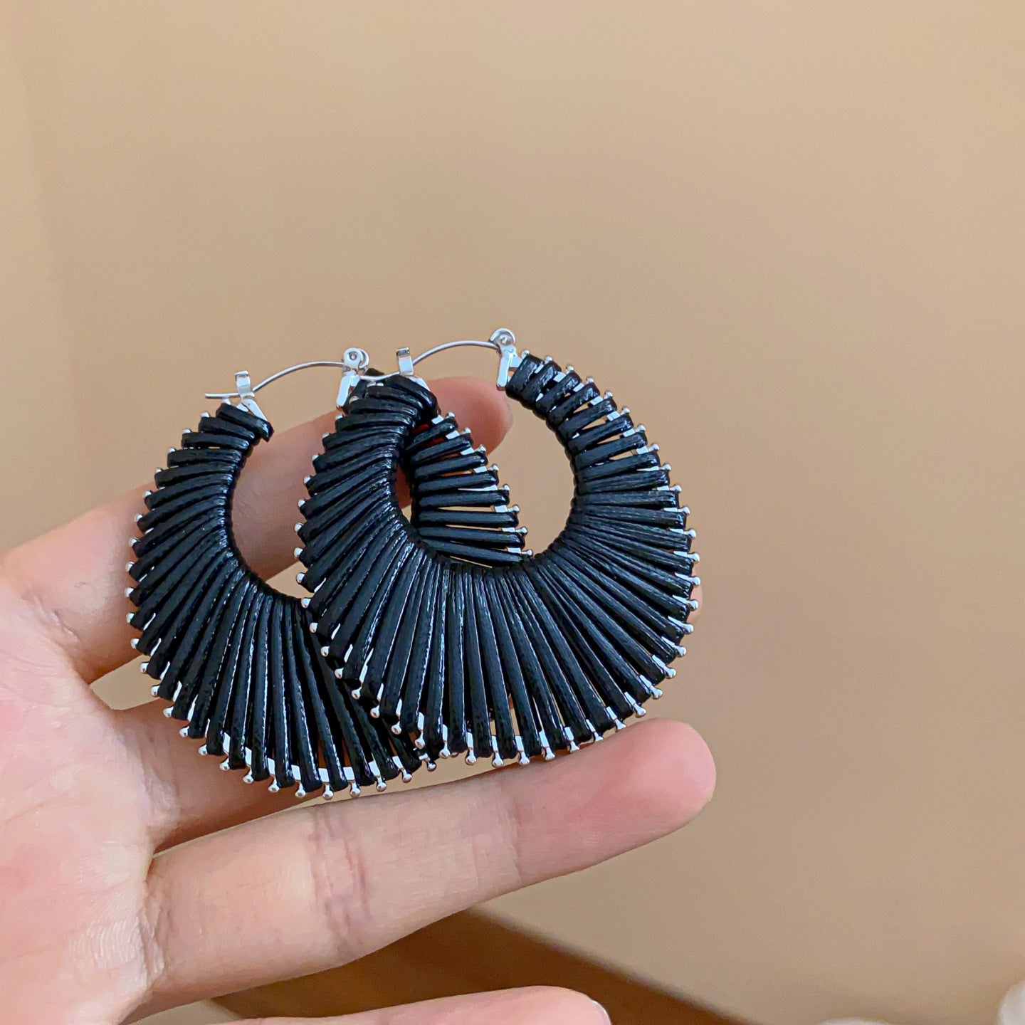Geometric Tassel Earrings For Women In Electroplated Copper With Zircon Inlay