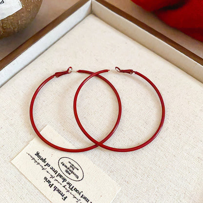 Geometric Enamel Earrings For Women In Retro Style Featuring Red Metal Design