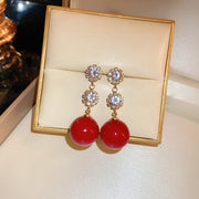 20#Silver Needle Zircon Pearl Stud Earrings
