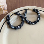 23#Silver Needle Yarn Knitted Round Earrings