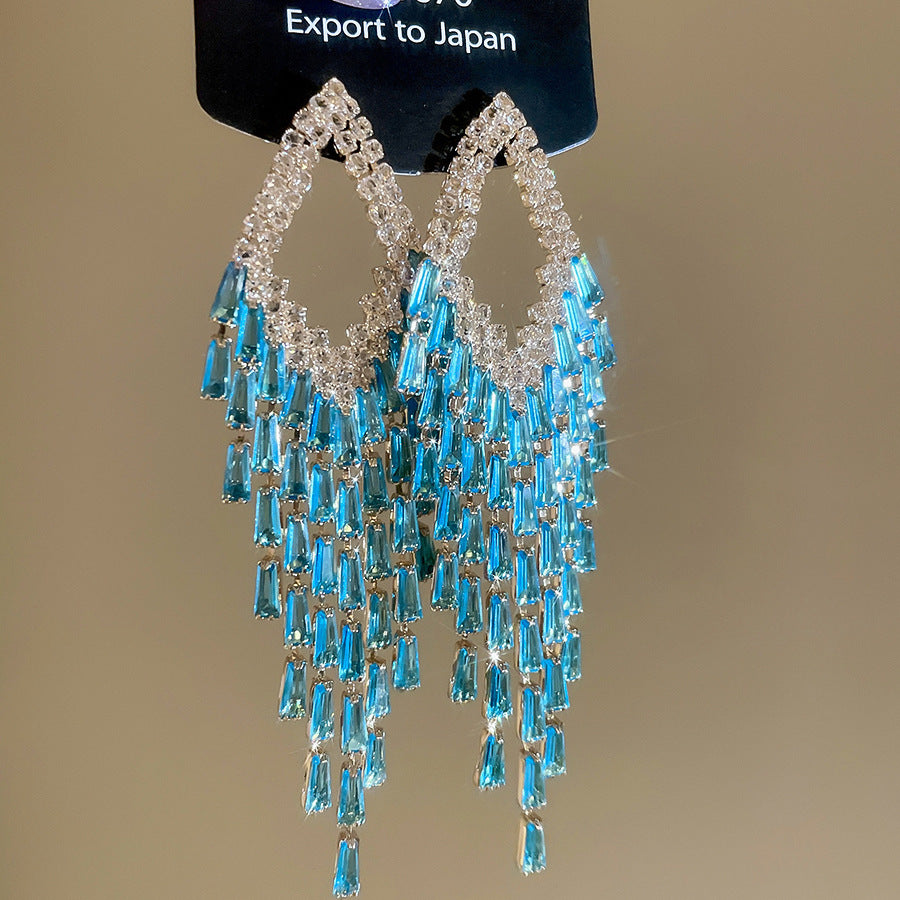 Tassel Stud Earrings For Women Featuring Electroplated Gold Plating And Zircon Inlay Material