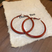 27#Silver Needle Simple Spray Paint Round Hoop Earrings