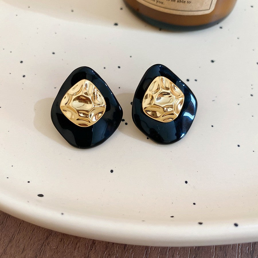 Geometric Tassel Earrings For Women In Electroplated Copper With Zircon Inlay