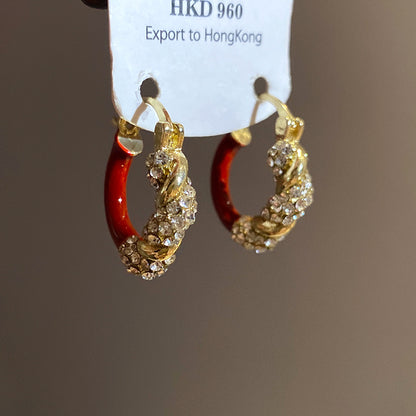 Round Stud Earrings For Women In Simple Style, Electroplated Alloy Design
