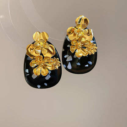 Geometric Tassel Earrings For Women In Electroplated Copper With Zircon Inlay