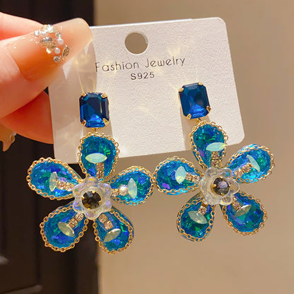 Retro Geometric Tassel Earrings For Women In Alloy With Zircon Inlay