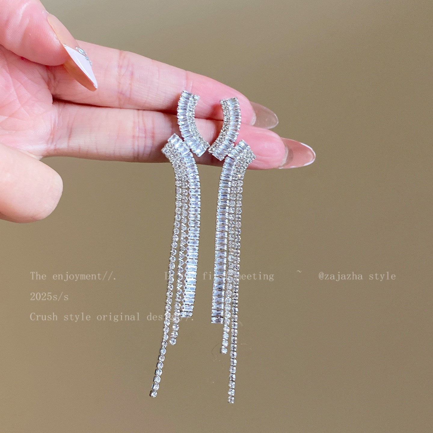 Tassel Stud Earrings For Women Featuring Electroplated Gold Plating And Zircon Inlay Material