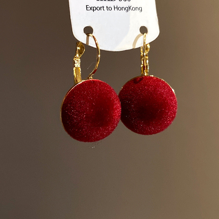 Round Stud Earrings For Women In Simple Style, Electroplated Alloy Design