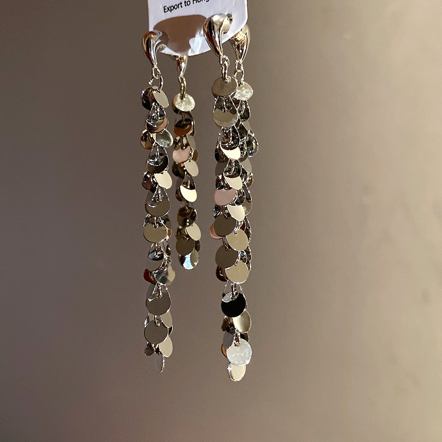 Tassel Stud Earrings For Women Featuring Electroplated Gold Plating And Zircon Inlay Material