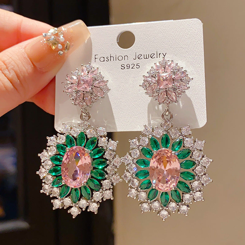 Retro Geometric Tassel Earrings For Women In Alloy With Zircon Inlay