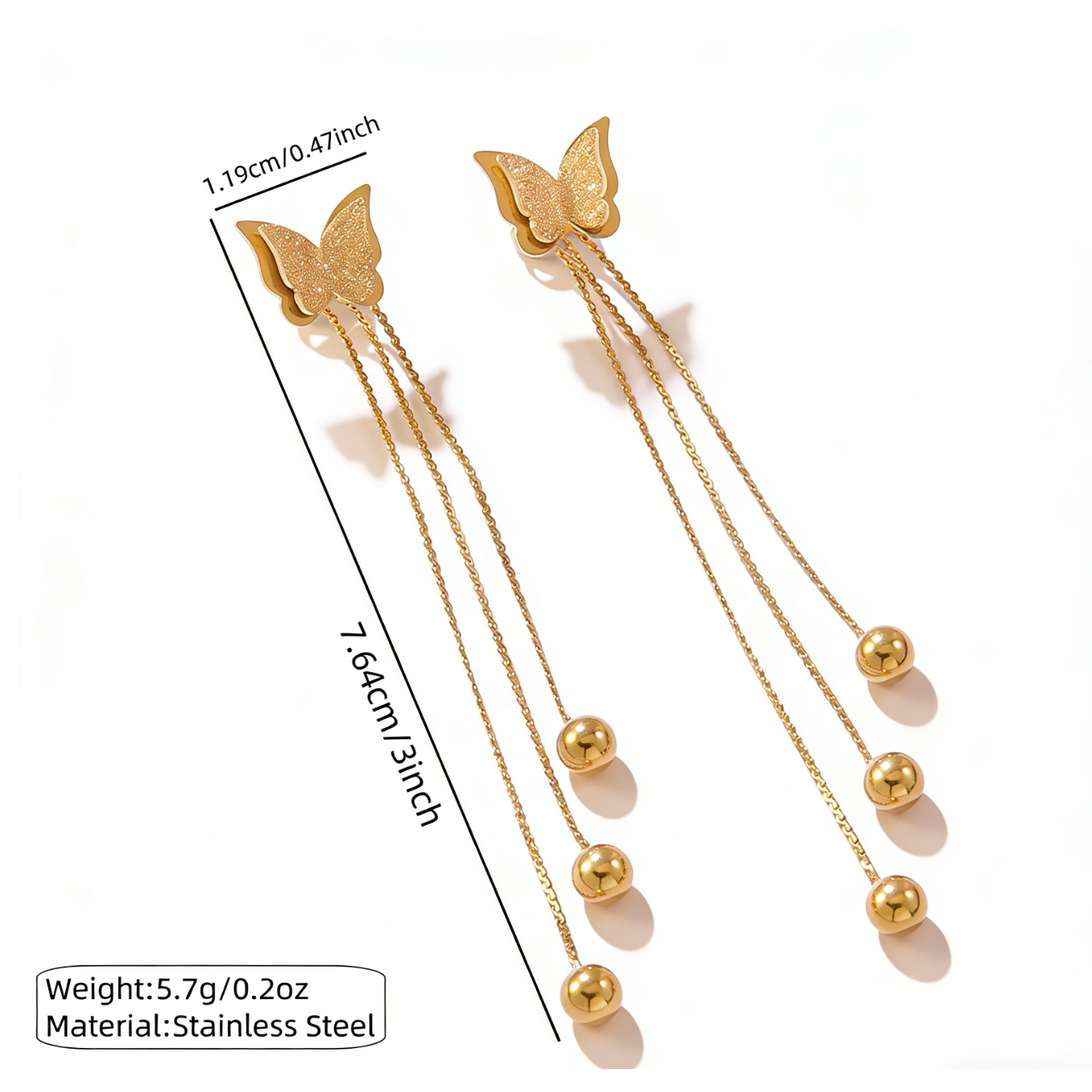 Three-dimensional Animal Earrings For Women In 304 Stainless Steel With 18K Real Gold Plating