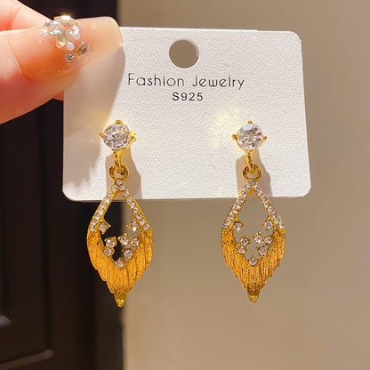Retro Geometric Tassel Earrings For Women In Alloy With Zircon Inlay
