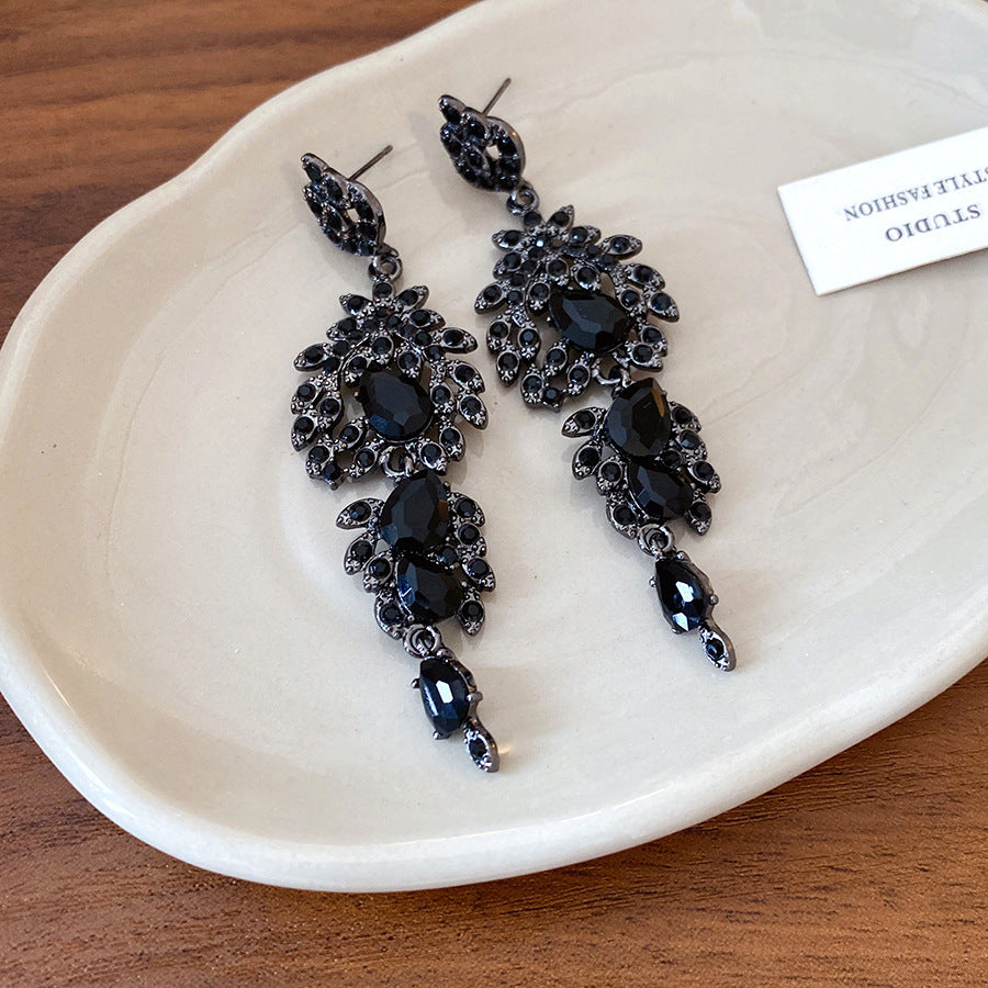 Geometric Tassel Earrings For Women In Electroplated Copper With Zircon Inlay