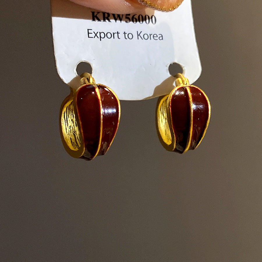 Round Stud Earrings For Women In Simple Style, Electroplated Alloy Design
