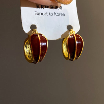 Round Stud Earrings For Women In Simple Style, Electroplated Alloy Design
