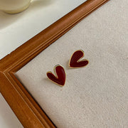 Steel Needle Oil Drop Heart Earrings