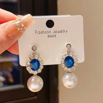 Retro Geometric Tassel Earrings For Women In Alloy With Zircon Inlay