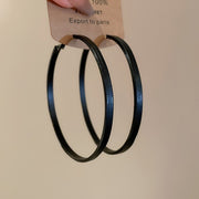 7 # Black-7cm Silver Needle Leather Round Stud Earrings