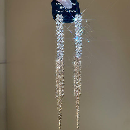 Tassel Stud Earrings For Women Featuring Electroplated Gold Plating And Zircon Inlay Material
