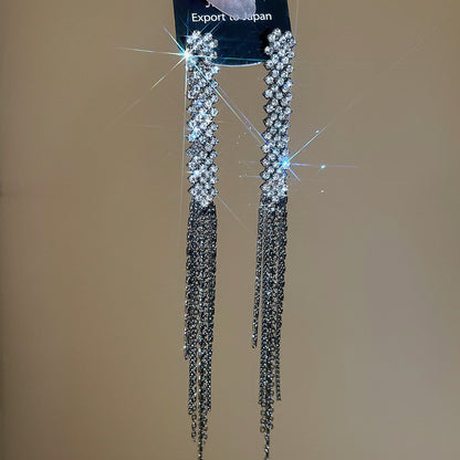 Tassel Stud Earrings For Women Featuring Electroplated Gold Plating And Zircon Inlay Material